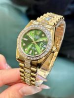 Rolex Datejust 31mm 18K Gold Bracelet Olive Dial Lady Baguette Watch